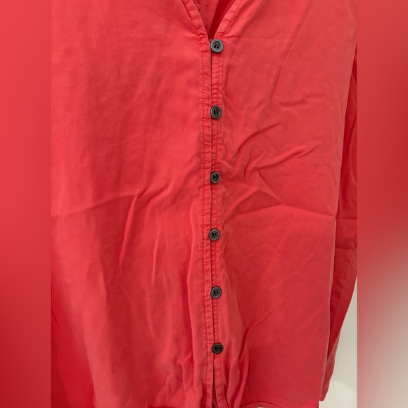 Velvet Heart coral red tencel tie front short sleeve size XL button detail shirt - Picture 3 of 9